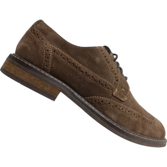 VIONIC Men Dress Shoes Bruno Wingtip Size 9.5 M Brown Suede Derby Oxfords - Picture 1 of 10